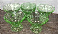 5 Different Vaseline Glasses / 3" / Ships