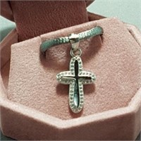 Sterling Silver CZ Cross Shaped Pendant