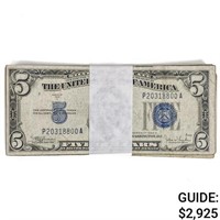 LOT OF (100) 1934 $5 SILVER CERTIFICATES VG-VF