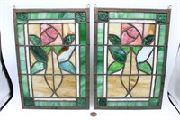 Pair Hand-Made Slag/Stained Glass Panels