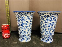 2pcs Porcelain Cobalt Blue Vases