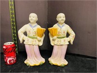 2pcs Japanese Farmer Porcelain Candle Holders