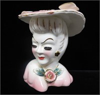 Sweet Irice Lady Head Vase Pink Hat