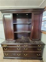 Office Armoire Cherry Wood Lighted Cabinet w/