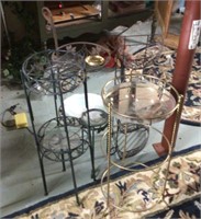 Collection of small racks and plant stands