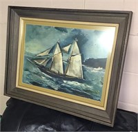 Framed sailing ship print