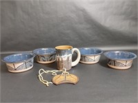 Krause Blue Pottery Bowls Mug
