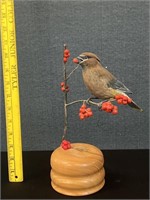 Vintage Bird Figure on Wood Base