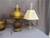 ELECTRIFIED OIL LAMP, AMBER GLASS LAMP