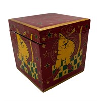 Decorative Holiday Box with Cat Design