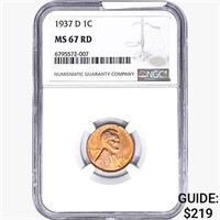 1937-D Wheat Cent NGC MS67 RD