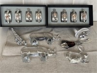 Glass Animal Figurines and Alligator Napkin rings