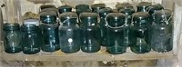 Green canning jars with glass lids