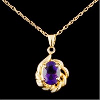 14K Gold 1.23ct Amethyst Pendant