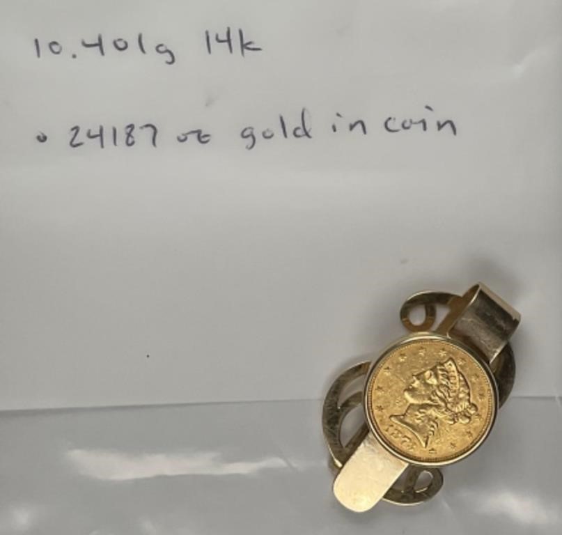 1873 Gold $5 Liberty Head Money Clip