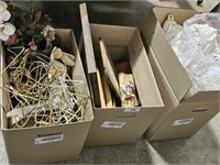 3-BOXES OF MISC. ITEMS-PLATE STANDS, PICTURE FRAME
