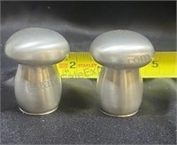 Pewter mushroom shaped salt and pepper shakers