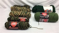 D1) SIX SKEINS GREEN YARN