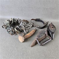 Antique Sad Irons with Harness Buckles ++