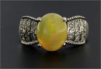 14kt Gold 2.00 ct Ethiopian Opal & Diamond Ring