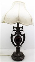 Ornate Heavy Table Lamp w/Red Marble Center