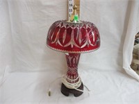 16"T Ruby glass lamp