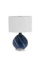 2 Lamps Blue Glass Marble Base