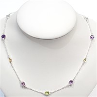 $120 Silver Genuine Gemstones Necklace