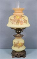 Vintage Quoizel Burmese Glass Hurricane Lamp