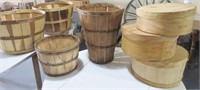 Bushel baskets and round boxes with lids