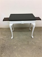 Painted Wood End Table with 2 Drink Pull-Out