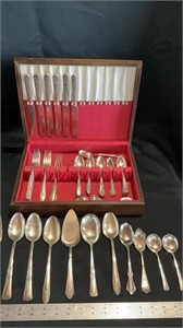 Silver plate flatware with case