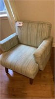 Vintage Green Striped Arm Chair, Good Condition,