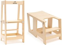 $106  2 in 1 Toddler Desk & Tower, Foldable, Wood