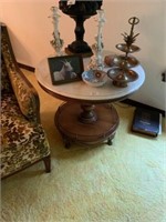 VINTAGE FRENCH STYLE MARBLE TOP LAMP TABLE