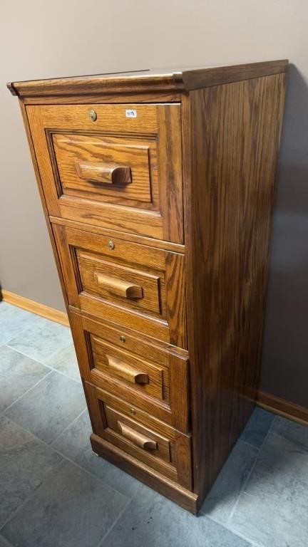 Genuine Oak Vertical File Cabinet (4 Drawer)