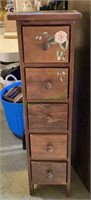 Small five drawer wooden side cabinet with