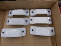 6 milk glass cup style drawer pulls