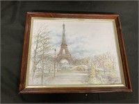 Bernadette Loy Framed Eiffel Tower Watercolor.