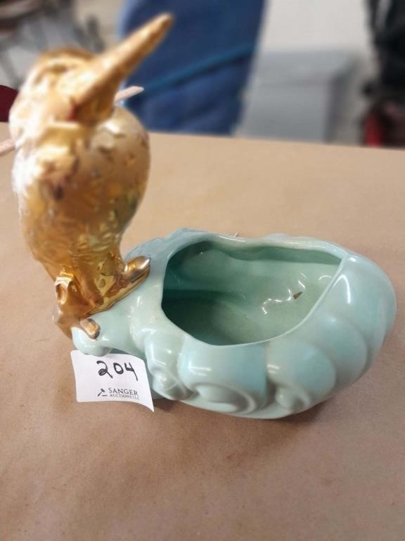 Gold Painted Bird Planter 24K