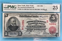 1902 VF-25  $5 National  NYC  Charter 1394 Red Sea