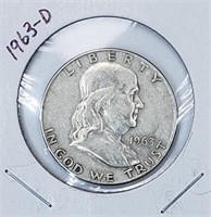 1963-D Silver Franklin Half Dollar