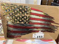 NEW - METAL SIGN ART- AMERICAN FLAG