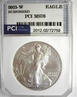 2023-W Silver Eagle PCI MS70 Burnished