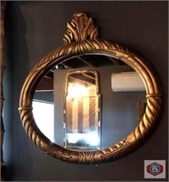 Framed mirror gold frame oval approx. 31x31 plus