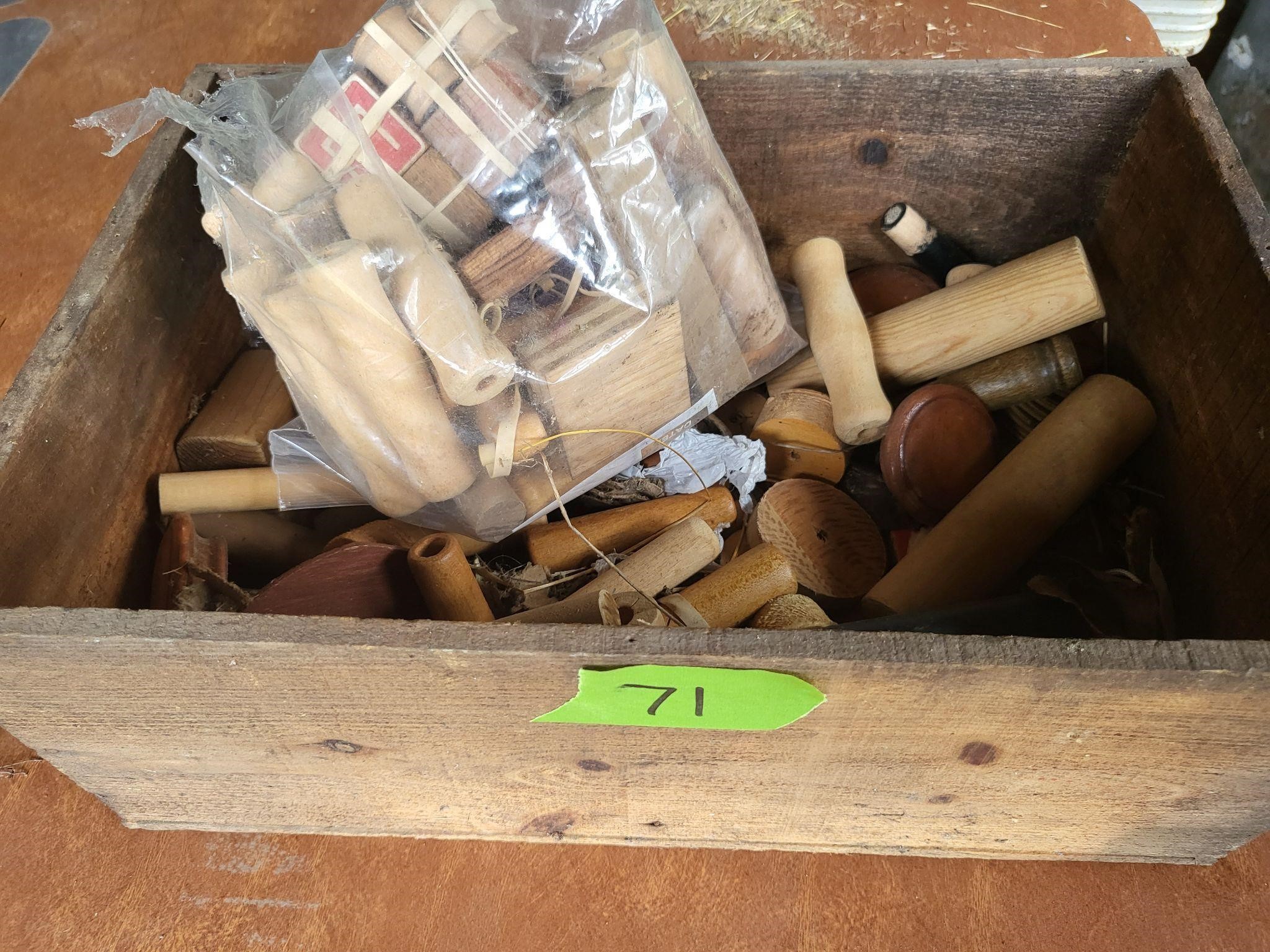 Large box of wood crafts