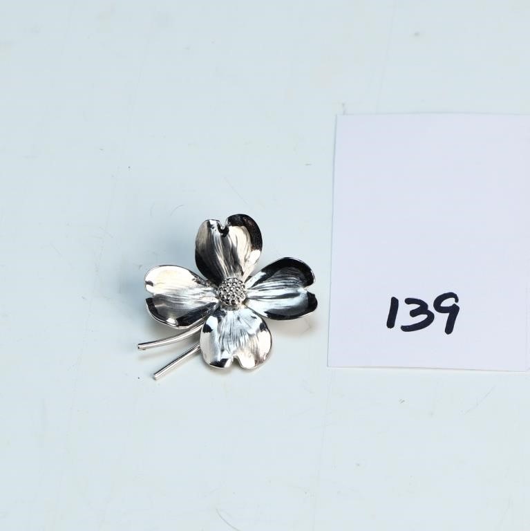 Vintage HSB dogwood flower brooch