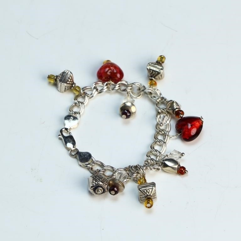 Sterling silver made in Italy charm bracelet 24.5