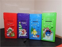 Lot of 4 Christmas M&M Lockers