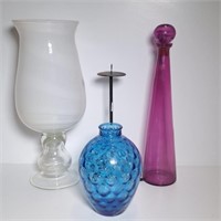 Glass Vases, Wrought Iron Candle Holder